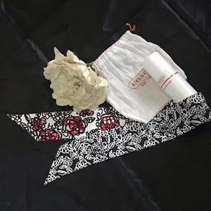 Vintage Signature/Floral Coach Silk Skinny Scarf